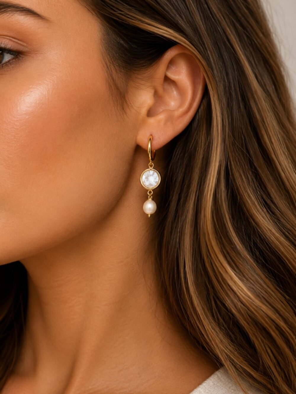 "Rafferty" Pearl Hoop Earrings